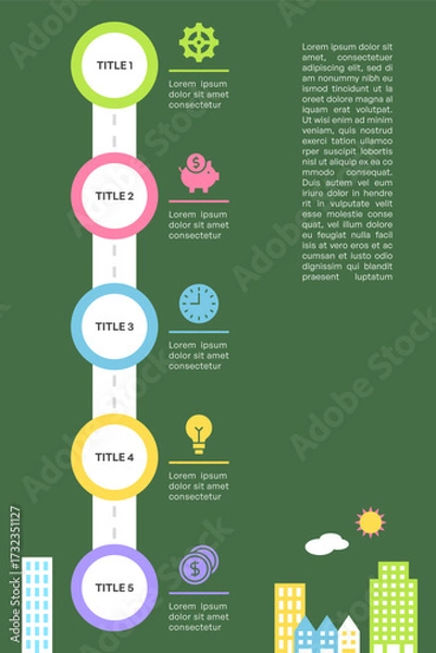 Fototapeta Roadmap Infographic Illustration with Step by Step Business Timeline Design