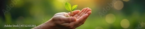 Fototapeta A soft, rounded shape cradles a delicate plant, symbolizing nurturing and gentle protection The image evokes feelings of warmth, comfort, and care , caring, sheltering