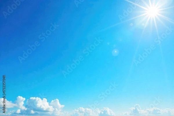 Fototapeta A vibrant, azure sky on a cloudless sunny day Perfect for backgrounds, travel, or summer-themed projects Shot at high noon with intense sunlight High-resolution image , outdoor, joy, serenity