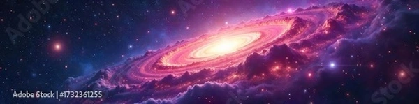 Fototapeta Stunning nebula in deep space, vibrant colors and cosmic dust swirling around distant stars A breathtaking view of the universe's grandeur , Milky Way, light years