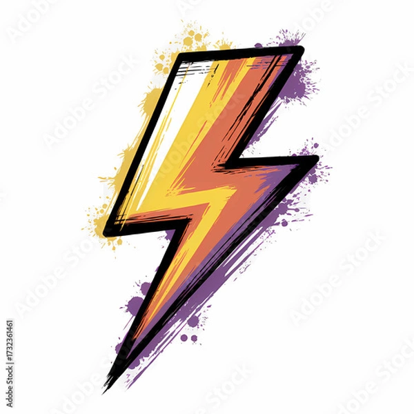 Fototapeta A burst of electrifying energy a colourful lightning bolt radiating power and swiftness on a white