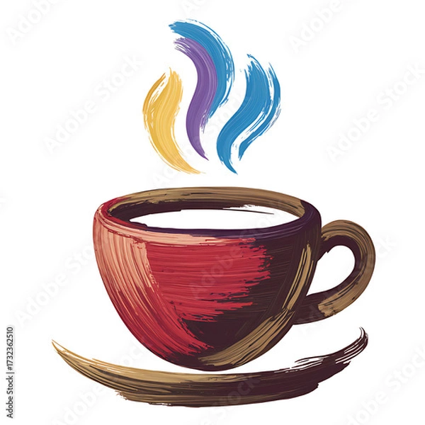 Fototapeta A warm inviting cup of coffee steaming with colorful flavors ready to start your creative day in