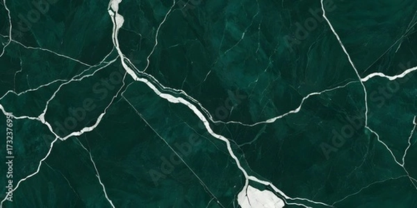 Fototapeta Luxurious dark emerald green marble texture with elegant white veins, perfect for a sophisticated background or elegant surface design