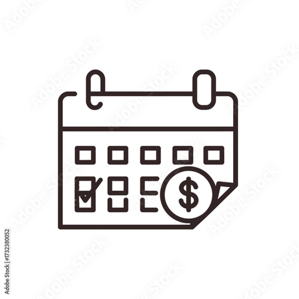 Obraz Modern Icon Vector of Calendar with Dollar Sign for Finance Deadline Reminders Minimalist Design
