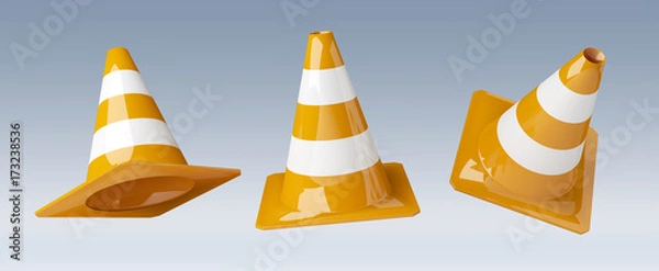 Fototapeta Digital 3D rendering under construction signs