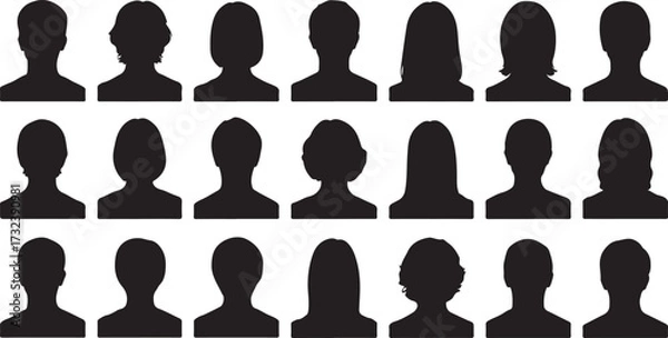 Obraz Diverse Human Silhouettes Vector Set