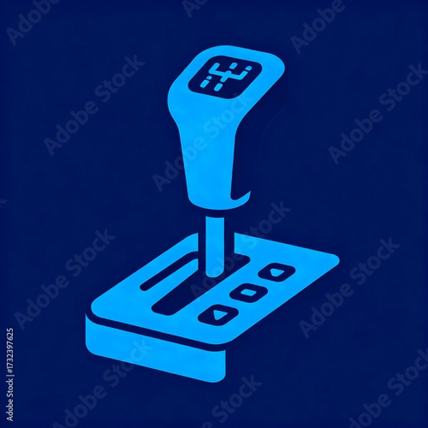 Obraz A light blue automatic gear shift lever graphic on a dark blue background.