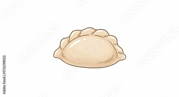 Obraz Ilustración vibrante de una empanadilla rellena con pliegues perfectos fondo blanco estética minimalista