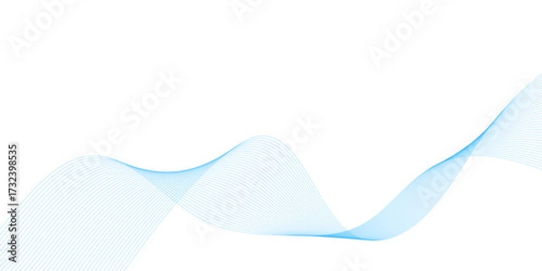 Fototapeta Vector wave and curve lines flowing dynamic gradient blue isolated on transparent background. Digital future technology concept.  Science, banner, business, poster, template, music background.