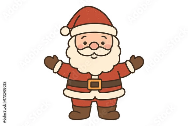 Fototapeta Cute Santa Claus character cartoon illustration. Vector graphic for Christmas holiday. Friendly Saint Nicholas isolated on white background. Happy winter season celebration design.