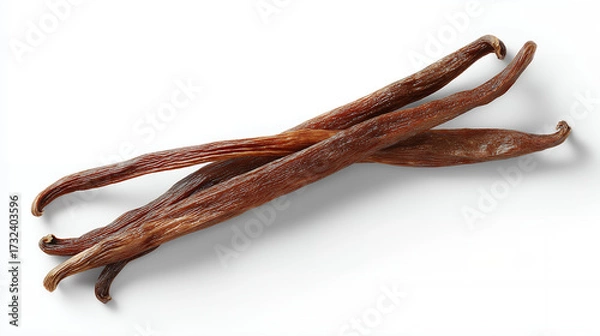 Fototapeta Dried Vanilla Beans On White Background