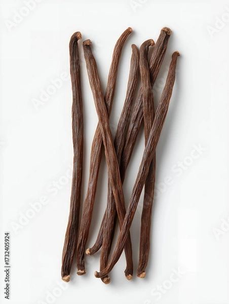 Fototapeta Dried Vanilla Beans On White Background