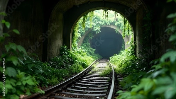Fototapeta Urban Jungle: A Subway Station Transformed by Nature