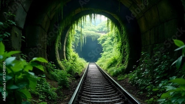 Fototapeta Urban Subway Station Overrun by Rainforest
