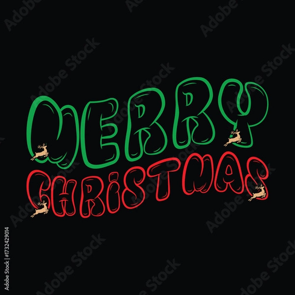 Fototapeta Merry Christmas, Christmas T-shirt, Holiday Shirt, Christmas Design, Festive Tee