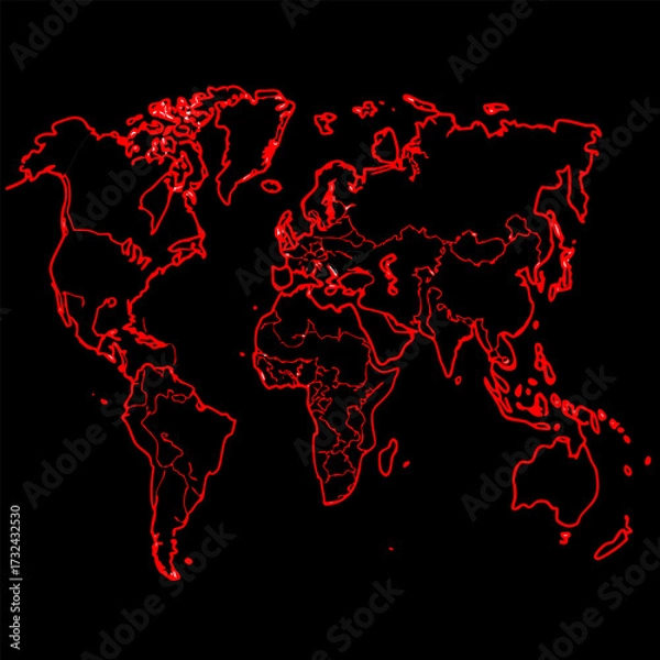 Fototapeta world map on black background