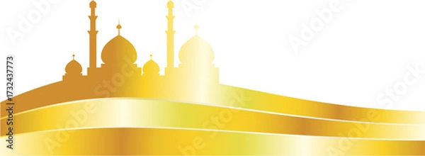 Obraz vector illustration of a golden mosque banner