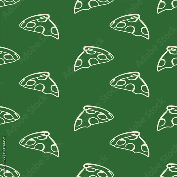 Fototapeta Pizza slice seamless pattern. Fast food design for wrapping Paper, wallpaper, background.
