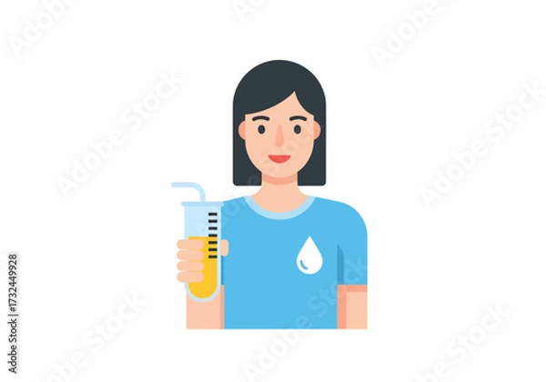 Fototapeta Scientist holding test tube with yellow liquid experiment innovation concept