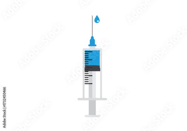 Fototapeta Vaccination concept featuring a syringe with needle ready for injection shot to promote health and disease prevention