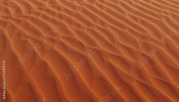 Fototapeta Close-up view of rippled, reddish-brown desert sand.

