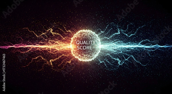 Fototapeta Conceptual image of data points converging into a quality score
