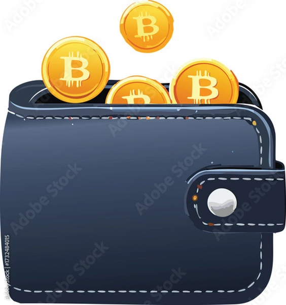 Fototapeta Cryptocurrency Digital Wallet with Floating Tokens Representing Modern Blockchain Financial Technology