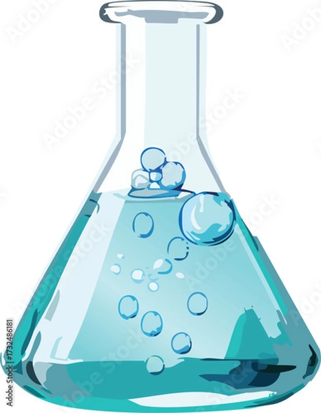 Fototapeta Laboratory Chemistry Flask with Bubbling Liquid Isolated