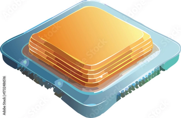 Fototapeta Minimal Futuristic AI Chip with Glowing Circuit Design
