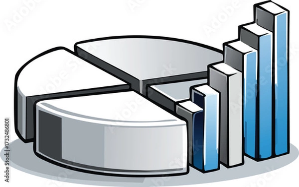 Fototapeta Pie Chart Morphing into a Bar Graph Representing Data Visualization and Analytics