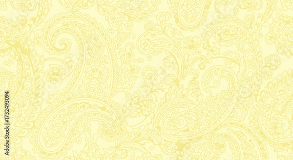 Obraz Light yellow paisley pattern