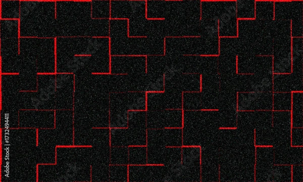 Obraz Futuristic Neon Red Digital Maze Pattern Background