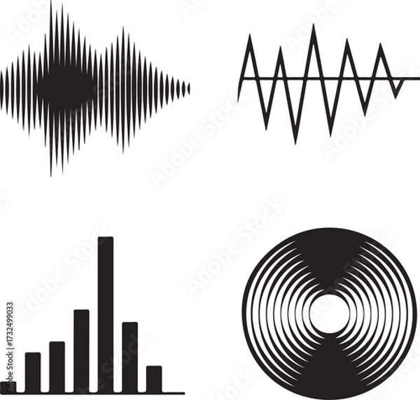 Fototapeta Abstract signal and data visualization symbols for technology interface design.