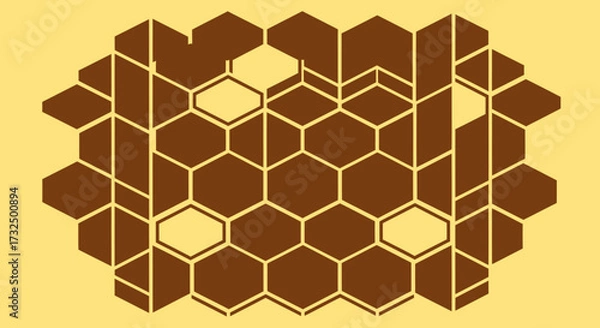 Fototapeta Hexagon honeycomb shape, some segments missing