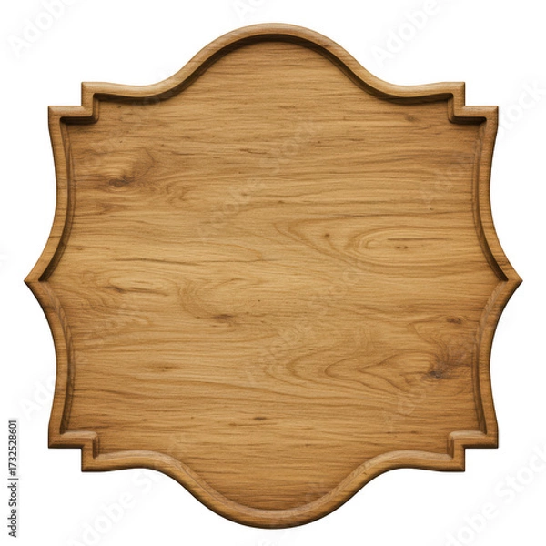 Fototapeta Ornate wooden sign board isolated on transparent background