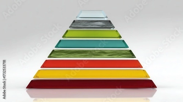 Fototapeta Colorful glass pyramid with gradient layers in modern design