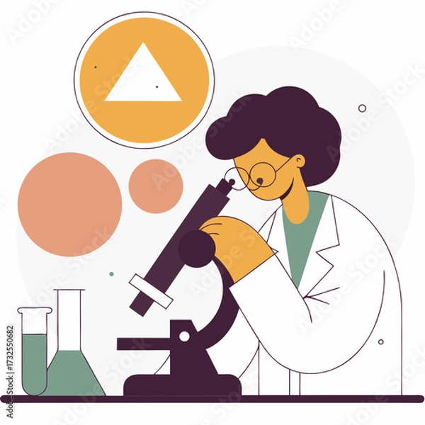 Fototapeta Scientist observing samples under microscope in laboratory setting  