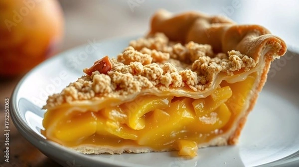 Fototapeta Sweet and delicious fresh baked dessert apple pie with almonds, cinnamon, and caramel