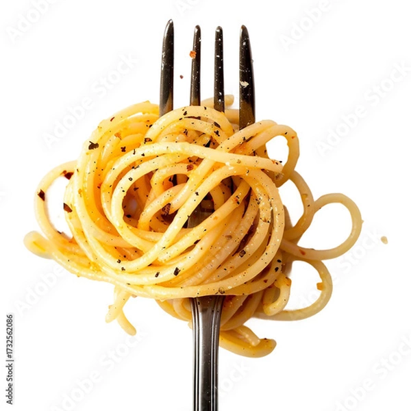 Fototapeta Fork with just spaghetti around [Transparent Background PNG]