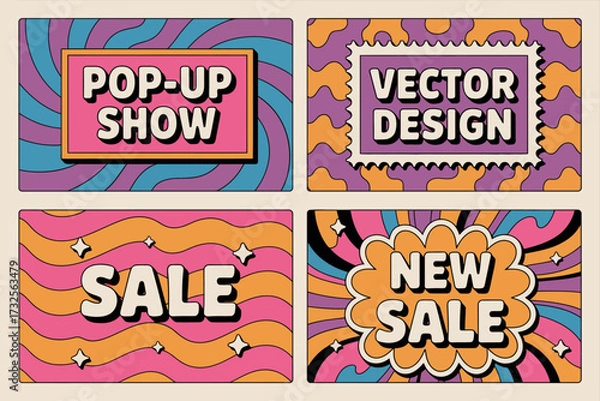 Fototapeta Catch attention with this energetic pop-up show promotional design highlighting sales and vector design concepts in a vibrant, colorful layout that's visually appealing.