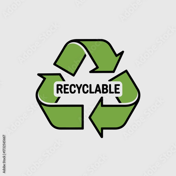 Fototapeta This image features an elegant recyclable symbol showcasing bold green arrows, promoting the importance of recycling in maintaining a sustainable and healthy planet for future generations.