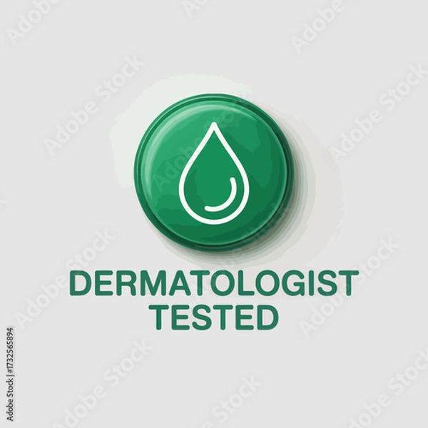 Fototapeta This image showcases a green badge indicating dermatologist testing, emphasizing safety and efficacy in skincare items for consumer confidence and trust in skin health.