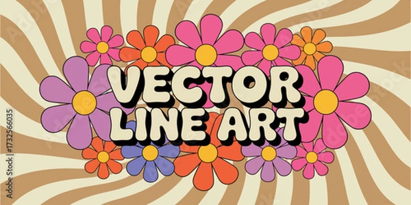 Fototapeta An energetic floral design filled with spiraling elements and bright colors, perfect for evoking joy and creativity in summer-themed artwork or marketing.