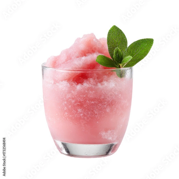 Obraz Refreshing pink slush served in a clear glass with mint garnish perfect for summer days