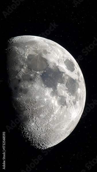 Obraz Close-up view of a gibbous moon against a star-filled night sky