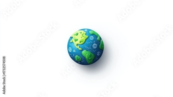Obraz Cartoon globe of earth on white background illustrating global concepts