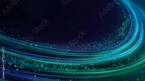 Obraz 暗い背景に抽象的な青緑色の光の渦巻き