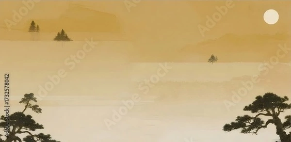 Obraz 穏やかな黄色の中国の風景の絵画