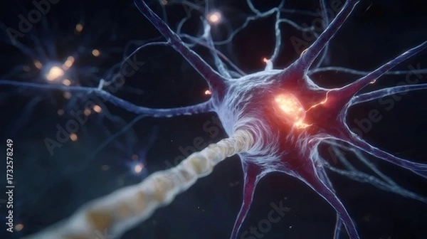 Obraz 暗闇の中でシナプスを持つ青いニューロンネットワーク