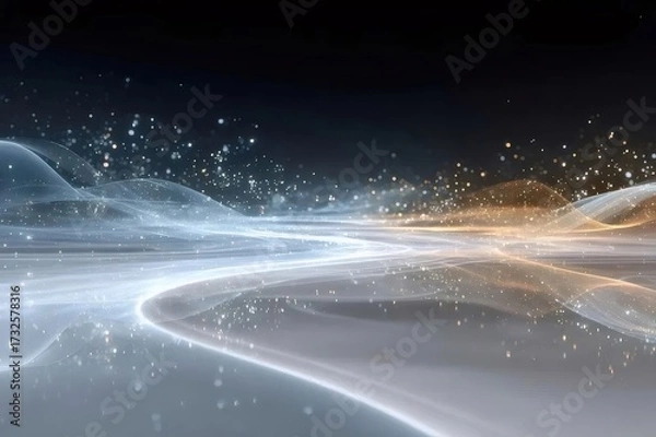 Obraz 流れる光沢のある粒子景観 輝く光沢のある抽象